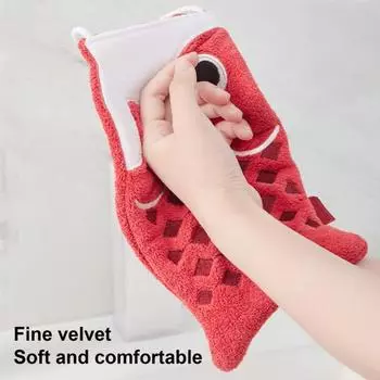 Полотенце для рук с вытяжкой из микрофибры в форме мультяшной рыбы, быстросохнущее, впитывающее, уменьшающее водопоглощение синий