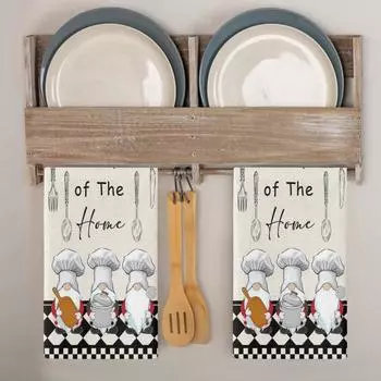 Полотенце для рук, сильное водопоглощение, мягкое кухонное чистящее толстое милое чистящее полотенце из микрофибры с принтом гномов для отеля E