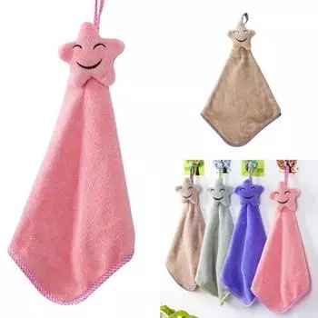 Полотенце для рук со звездой в ванной комнате, мягкая тряпка, тряпка для мытья посуды, подвесное милое мультяшное полотенце, кухонные инструменты розовый