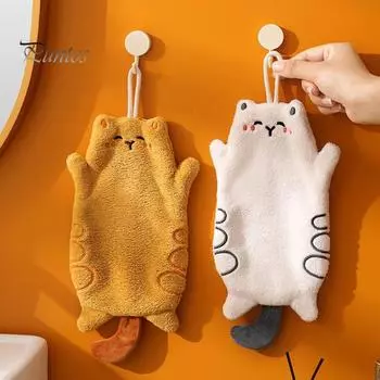 Полотенце для рук, супер впитывающее, быстросохнущее, очень мягкое, в форме кота с рисунком, подвесное полотенце, аксессуары для ванной комнаты жёлтый