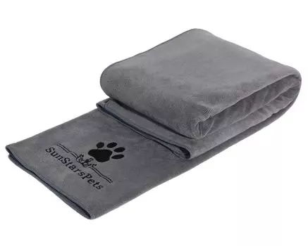 Полотенце для собак и кошек SunStarsPets, супервпитывающее, мягкое, плотное, большое, супермягкое полотенце для тела (Серый, 140см x 70см) серый