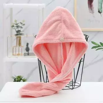 Полотенце для сухих волос, женская впитывающая быстросохнущая сумка, предметы домашнего обихода, простой утолщенный платок для протирания головы. розовый