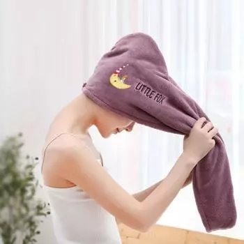 Полотенце для сухого волос с вышивкой из кораллового бархата, женская шапочка для душа из микрофибры, мягкая, впитывающая, быстросохнущая, женская шапочка для душа