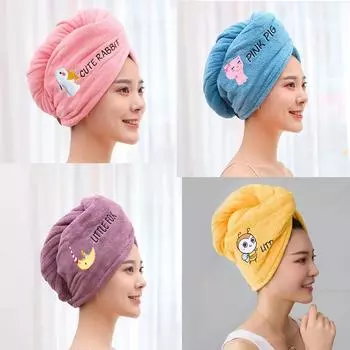 Полотенце для сушки волос, полотенце для волос из микрофибры с пуговицами, супер впитывающий твист, тюрбан, подарок для душа для детей и женщин розовый