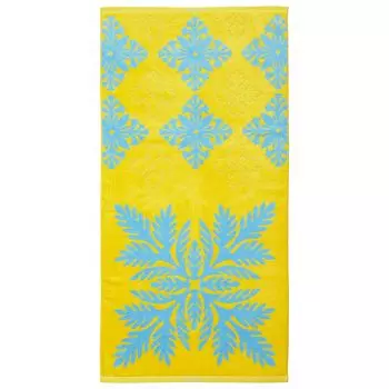 Полотенце для ванной Mom Island с гавайским узором, серия Reno 86103584, женское банное полотенце 86103584E Lauae Ширина 60 см x Высота 120 см [стиль Cathy] Желтый