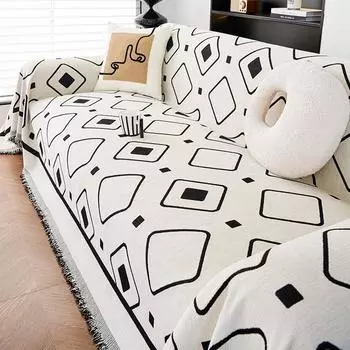 Полотенце для волос из синели «Четыре сезона» с чехлом для дивана, пылезащитный чехол, полный комплект, чехол для дивана для гостиной, ткань в ряд, кошачья царапина 180*130cm