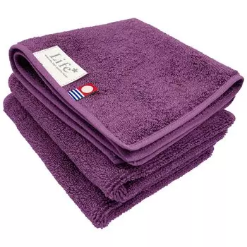 Полотенце Fuwarira Imabari, цветное полотенце для рук 25 x 25 см, сделано в Японии, хлопок, суперабсорбент, плотный, подарочный, фиолетовый, набор из 3 шт., для мужчин, 100% мужская одежда фиолетовый