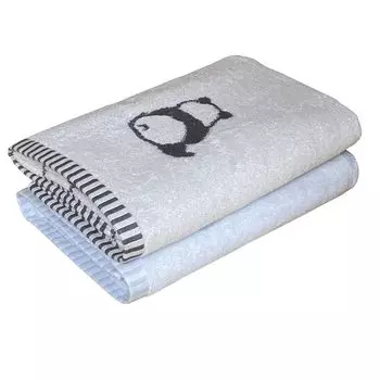 Полотенце Imabari, набор из 2 полотенец с рисунком панды, 60x120 см, хлопковое детское полотенце, впитывающее, пушистое, хлопковое полотенце для детского сада, 100% приятное для кожи (слоновая кость