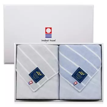 Полотенце Imabari сертифицированное четырехслойное марлевое спортивное полотенце-кашне 45 см x 140 см Сделано в Японии Хлопок Впитывающее Быстросохнущее Тонкое Подарочное Электронное Полотенце 100% (Серый/Синий)