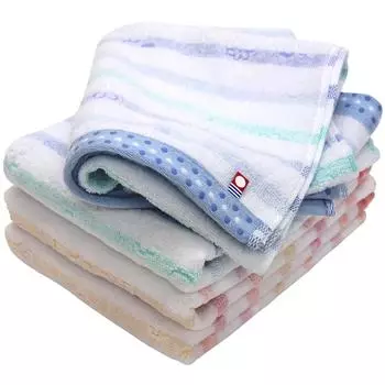 Полотенце Imabari, сертифицированное полотенце для лица Hiorie Border Jacquard Lyric, набор из 4 штук, 2 цвета 01, сделано в Японии, бренд Imabari, быстросохнущий хлопок, 100% хлопок