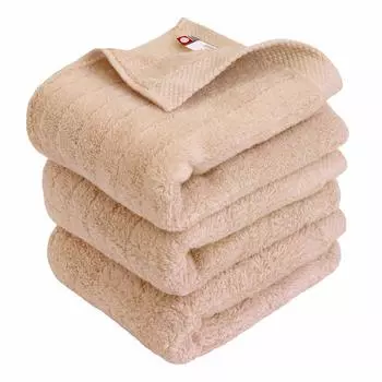 Полотенце Imabari, сертифицированное полотенце для лица Hiorie, пушистое ребристое полотенце, набор из 3 шт., светло-коричневого цвета, сделано в Японии, изготовлено из драгоценного сверхдлинного хлопка, впитывающего воду