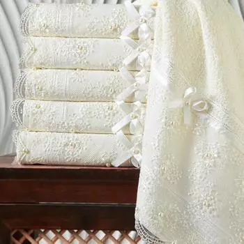 Полотенце из 100% хлопка, гипюр из бисера, 6 шт.