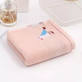 Полотенце из хлопка с вышивкой птиц, утолщенное впитывающее универсальное полотенце для лица 1pc розовый