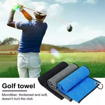 Полотенце из микрофибры для гольфа с карабином с вафельным узором Супермягкая впитывающая ткань для чистки мячей для клюшки для гольфа Аксессуары для гольфа A серый