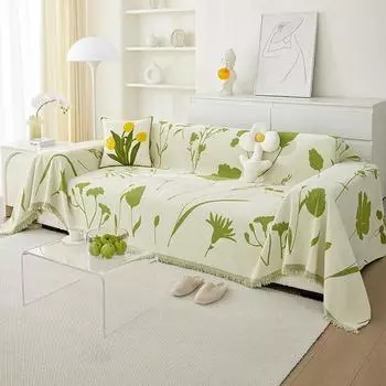 Полотенце из синели для дивана с кисточками, утолщенная противоскользящая подушка для сиденья, всесезонный универсальный чехол, теплое стильное одеяло, износостойкое, прочное 180x130cm1pcs