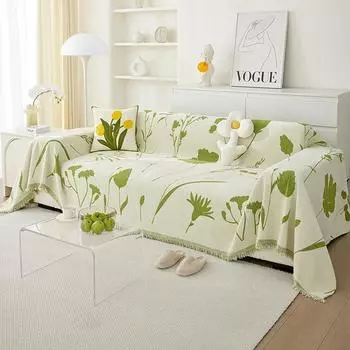 Полотенце из синели для дивана с кисточками, утолщенная противоскользящая подушка для сиденья, всесезонный универсальный чехол, теплое стильное одеяло, износостойкое, прочное 180x130cm1pcs