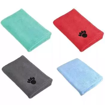 Полотенце из ультратонкого волокна для домашних животных с вышитым логотипом, однотонное полотенце для кошек и собак, товары для домашних животных, полотенце для ванной и уборки 35x75cm серый
