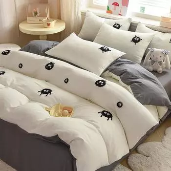 Полотенце из выстиранного хлопка с вышитым рисунком, 3-х компонентный пододеяльник 220x240 см, комплект постельного белья Queen, наволочка, популярная в Северной Европе 150x200cm 3pcs