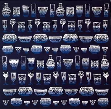 Полотенце Миямото Миямото Кенема Сделано в Японии Большое Фурошики Большое 24 Ширина Японский узор Ручная печать Кирико Стекло 90 x 90 см 66324