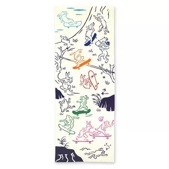 Полотенце Miyamoto Miyamoto Kenema Тэнугуй Choju Jinbutsu Giga Скейтборд 33 x 90см Сделано в Японии Крашение тю (Тенугуи) Прибл. белый