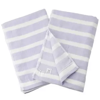 Полотенце Muko с двойной марлевой каймой, банное полотенце Senshu, тонкое, быстросохнущее, сделано в Японии, набор из 2 штук, лавандового цвета лавандовый