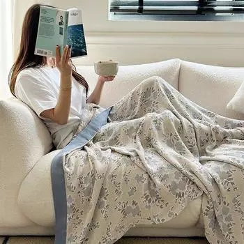 Полотенце Одеяло Летнее Одеяло Бамбуковое Хлопковое Двухслойное Марлевое Одеяло Летнее Бамбуковое Волокно Холодное Ощущение Тонкий Чехол Одеяло 150x200cm