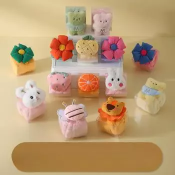 Полотенце Полотенце для рук Мультяшное животное Детское квадратное тюльпан Маленькое полотенце 30*30cm sunflowe зелёный