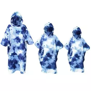Полотенце-пончо для серфинга. Многофункциональный халат с капюшоном для водных видов спорта. Быстросохнущее пляжное одеяло из микрофибры с большими карманами. Полотенце для купания. S