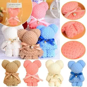 Полотенце с милым мультяшным медведем, квадратное полотенце, праздничный подарок на день рождения, 30x30 см, дневной сувенир для дома, Valen X1L2 Pink-1pcs