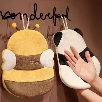 Полотенце с пандой, быстросохнущее впитывающее полотенце, подвесное утолщенное мягкое коралловое флисовое полотенце для ручной стирки, автомобильное компьютерное полотенце