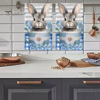 Полотенце с пасхальным кроликом и яйцами, декоративное полотенце для посуды, весенние цветы, благословение, тряпка для посуды, полотенце для рук A