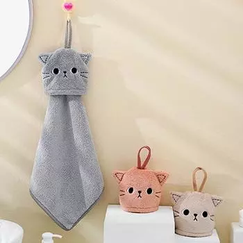 Полотенце с вышивкой в виде кораллового бархата, супервпитывающее квадратное полотенце, домашнее декоративное полотенце для рук, детское полотенце серый