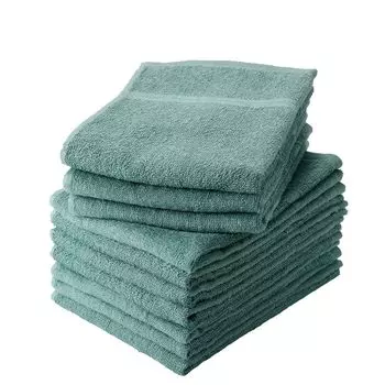 Полотенце Senshu для лица, тонкое, сделанное на воде, быстрое, коммерческий набор из 10 одинаковых зеленых полотенец, (180 Момме), Япония, 100% хлопок, впитывающий, сушка, использование, цвет, зелёный