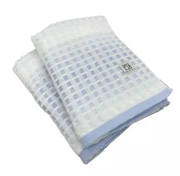 Полотенце Senshu Сделано в Японии Банное полотенце Вафельное Хлопковое Впитывающее Быстросохнущее Вафельное 2 Ванные 100% (Градиентный синий, Полотенца)