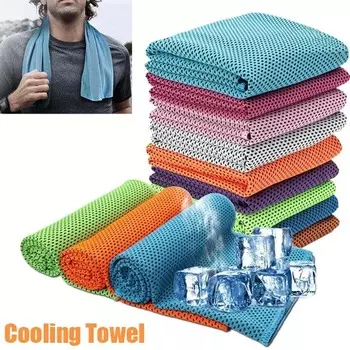 Полотенце со льдом Chilly Cool Towel Охлаждающее полотенце из микрофибры Мягкое дышащее охлаждающее полотенце для занятий спортом Йогой Тренажерным залом на открытом воздухе Полотенца для лица со льдом Тренажерный зал Плавание Бег 30x100cm красный