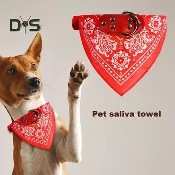 Полотенце со слюной для домашних животных, треугольный шейный платок с принтом в этническом стиле, нагрудник, регулируемый воротник-бандана для щенков, собак, кошек, аксессуары для домашних животных, подарок S чёрный