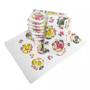 Полотенце со знаком зодиака Год набора танцевальной марли Явахада Новое полотенце Поставляется в полипропиленовом пакете с новой открыткой Сделано в Подарочные поздравления [oruta] 2025, Змея, 10 штук