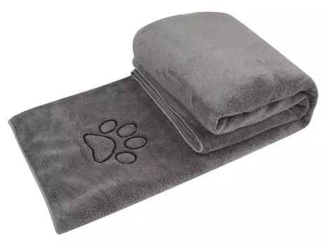 Полотенце Sunland Pet Towel, суперабсорбирующее, толстое, супермягкое, из микрофибры, для тела собак и кошек, 77 см x 127 см, темно-серое