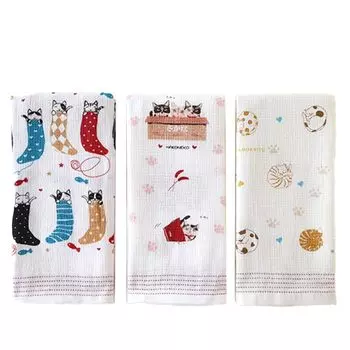 Полотенце Tenugui, набор из 3 полотенец для лица, салфетка для чтения [Contex] 60665-90 (Ньянмонит/Кот из носка/Кот из коробки)