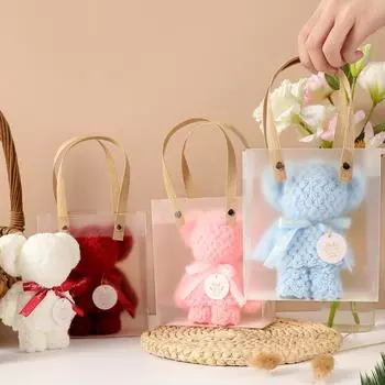 Полотенце в клетку с ананасом и медведем с ручным подарком на мероприятие, большая сумка, свадебный подарок для подружки невесты 30*30 белый