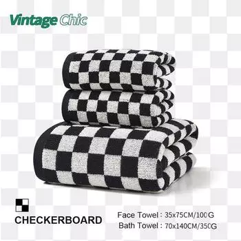 Полотенце в клетку с рисунком «гусиные лапки», мягкие, большие, толстые хлопковые полотенца для лица, супер впитывающие влагу для взрослых, ванная комната 1pc 35x75cm