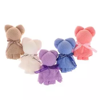 Полотенце в виде медведя из кораллового флиса, свадебные сувениры для гостей, сувенир на крестины белый