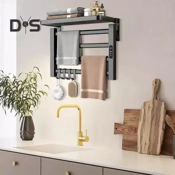 Полотенцесушитель, полотенцесушитель со светодиодным таймером, цифровым дисплеем, водонепроницаемый IPX4, эффективный нагреватель, настенный электрический полотенцесушитель чёрный