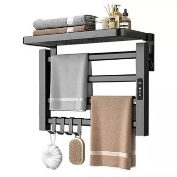 Полотенцесушитель Yousheng, полотенцесушитель со светодиодным таймером, цифровым дисплеем, водонепроницаемый IPX4, эффективный нагреватель, настенный электрический полотенцесушитель чёрный