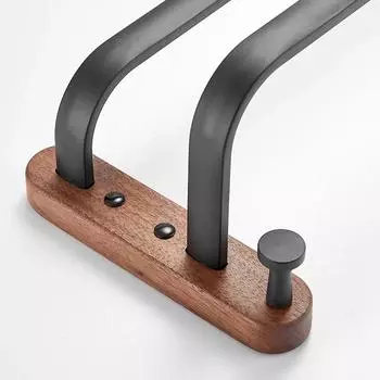 Полотенцесушители для ванной из цельного дерева, двойная лестница для ванной комнаты, трехслойные держатели для полотенец, настенные черные полки для полотенец