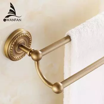 Полотенцесушители Двойные штанги Латунные настенные полки Держатель для полотенец Полка для ванной Вешалка для полотенец Аксессуары для ванной комнаты Черная вешалка для полотенец HJ-1311