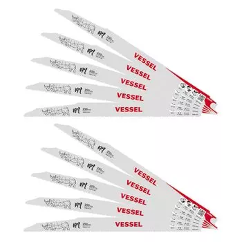 Полотно сабельной пилы VESSEL Rhino (для демонтажа АЛК) 10&14 зубьев, толщина лезвия 1.27мм, общая длина 250мм, упаковка 10 шт. SBR-0425-10