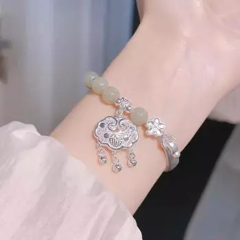 Половина браслета с замком Ping An, браслет с половиной цепочки, новинка 2023 года, ретро Lotus Peng, долговечный замок Fu, бренд, подарок на день рождения для подруги Adjustable size