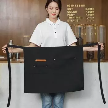 Половина фартука с карманами, водонепроницаемый тканевый фартук для серверного шеф-повара, устойчивый к пятнам однотонный кухонный фартук для мужчин и женщин бежевый