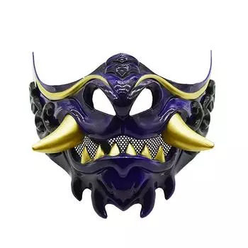 Половина лица Красная маска Праджняпарамиты Хэллоуин Злой Дьявол праздничная маска Игрушка Демон Самурай Маскарадная одежда для вечеринки Аксессуары